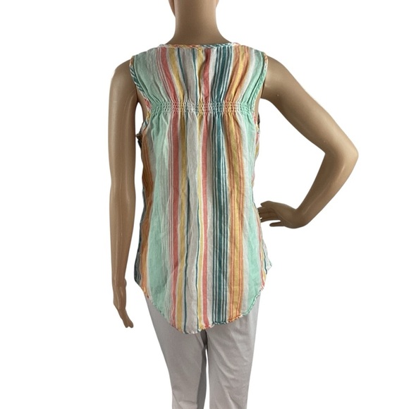 Natural Reflections Linen Cotton Striped Sleeveless Tunic Tank Top M - Picture 5 of 7